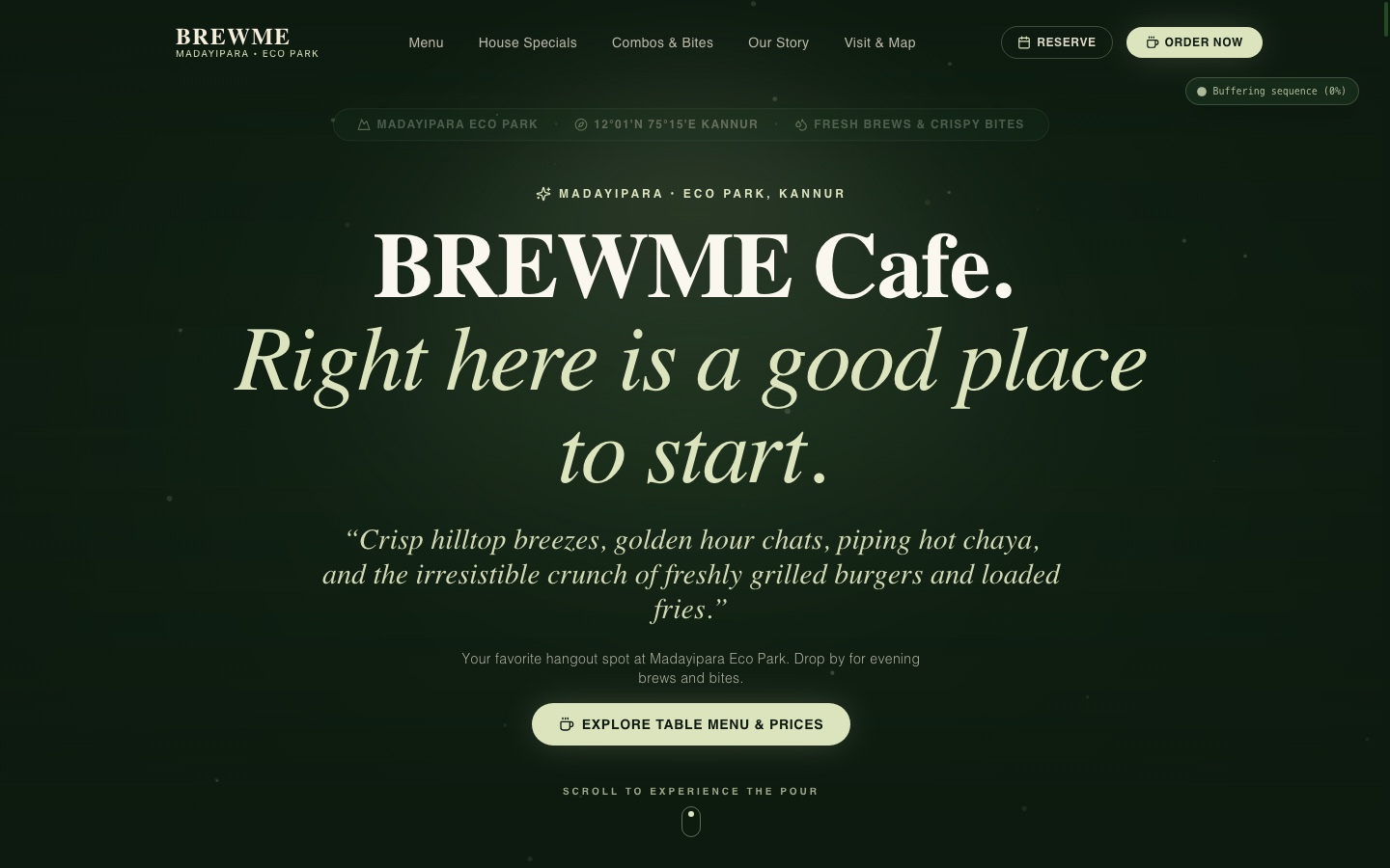 BREWME Cafe Madayipara Eco Park live application preview